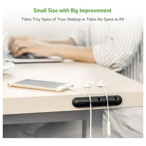 UGREEN 30762 Cable Organizer 2 Pack, 4-Slot Silicone Cable Holder, Self-Adhesive Mounting Design, Desktop Wire Management and Cable Routing Solution Black