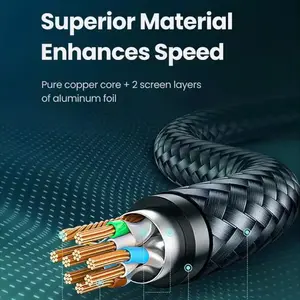 UGREEN 30791 Cat7 Ethernet Cable 10m, 10Gbps Network Speed, 600MHz Bandwidth, Shielded RJ45, Black