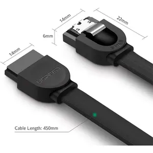 UGREEN 30796 SATA III Data Cable 0.5m, 6Gbps High-Speed Data Transfer, 26AWG Copper Conductors, Straight SATA Connectors, Internal Storage Connection Cable Black