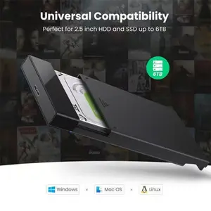 UGREEN 30848 2.5 Inch Hard Drive Enclosure, USB 3.0 Interface, 5Gbps Transfer Speed, SATA Support, Black