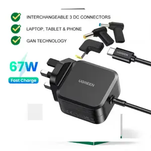 UGREEN 35063 USB-C 67W PD GaN Power Adapter UK Plug, 67W Fast Charging Output, GaN Technology, USB Type-C Power Delivery Charger, Compact High-Efficiency Wall Adapter Black