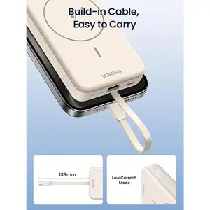 UGREEN 35341 10000mAh Magnetic Power Bank with Built-In USB-C Cable, MagSafe Wireless Charging, 20W USB-C Fast Charging, 15W Wireless Charging, Portable Charger for iPhone 12–17 Series
