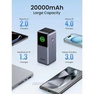 UGREEN 35524B 20000mAh 130W Fast Charging Power Bank, 100W USB-C Output, Smart TFT Display, Airline-Approved Portable Power Bank with 5A USB-C Cable
