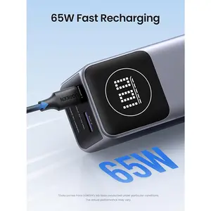 UGREEN 35526B 12000mAh 100W Fast Charging Power Bank, 65W Two-Way Fast Charging, Digital Battery Display, Compact Travel Power Bank for Laptops, Phones & Gaming Devices