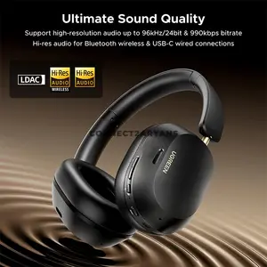 UGREEN HP203 35757 HiTune Max 5C Hybrid ANC Wireless Over-Ear Headphones Black, 43dB Active Noise Cancellation, Hi-Res LDAC 96kHz/24-bit Audio, 40mm Dynamic Drivers, Bluetooth 5.4, Spatial Audio, 75-Hour Battery & 80ms Low-Latency Gaming Mode
