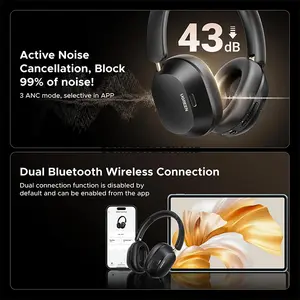 UGREEN HP203 35757 HiTune Max 5C Hybrid ANC Wireless Over-Ear Headphones Black, 43dB Active Noise Cancellation, Hi-Res LDAC 96kHz/24-bit Audio, 40mm Dynamic Drivers, Bluetooth 5.4, Spatial Audio, 75-Hour Battery & 80ms Low-Latency Gaming Mode