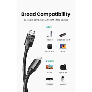UGREEN 40104 HDMI 2.0 Cable 10m, 4K@60Hz Ultra HD Resolution Support, 18Gbps High-Speed Bandwidth, Braided Jacket Design, HDMI Male to Male Connector, Premium Audio Video Cable Black