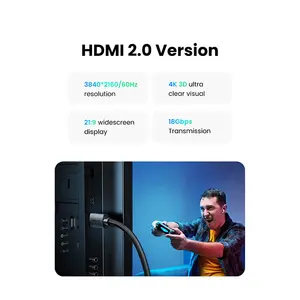 UGREEN 40104 HDMI 2.0 Cable 10m, 4K@60Hz Ultra HD Resolution Support, 18Gbps High-Speed Bandwidth, Braided Jacket Design, HDMI Male to Male Connector, Premium Audio Video Cable Black