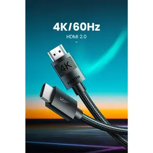 UGREEN 40104 HDMI 2.0 Cable 10m, 4K@60Hz Ultra HD Resolution Support, 18Gbps High-Speed Bandwidth, Braided Jacket Design, HDMI Male to Male Connector, Premium Audio Video Cable Black