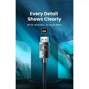 UGREEN 40104 HDMI 2.0 Cable 10m, 4K@60Hz Ultra HD Resolution Support, 18Gbps High-Speed Bandwidth, Braided Jacket Design, HDMI Male to Male Connector, Premium Audio Video Cable Black