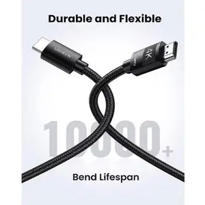 UGREEN 40104 HDMI 2.0 Cable 10m, 4K@60Hz Ultra HD Resolution Support, 18Gbps High-Speed Bandwidth, Braided Jacket Design, HDMI Male to Male Connector, Premium Audio Video Cable Black