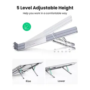 UGREEN 40289 Foldable Laptop Stand, Adjustable Viewing Angle Design, Portable Aluminium Alloy Construction, Non-Slip Silicone Base, Ergonomic Laptop Riser Stand Silver