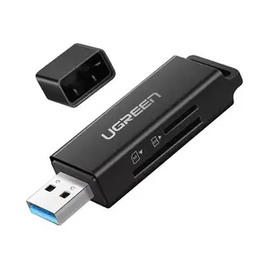 UGREEN 40752 USB 3.0 to SD TF Dual Card Reader, 5Gbps High-Speed Data Transfer, USB Type-A Interface, SD and microSD Memory Card Adapter Black