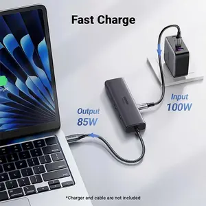 UGREEN 45000 USB-C to HDMI + 2×USB-A 3.2 + USB-C 3.2 + RJ45 + PD Converter 10Gbps 4K@60Hz 6-in-1 Hub, Gigabit Ethernet Multiport USB-C Docking Adapter