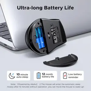 UGREEN 45012 Ergonomic Wireless Mouse, 2.4GHz Connectivity, Contoured Design, Black (AAA alkaline battery not included)
