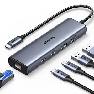 UGREEN 45320 USB 3.2 Type-C to USB-A 3.2 + USB-A 2.0 + 2×USB-C 3.2 + Gigabit Ethernet with USB-C Power Port 6-in-1 Hub