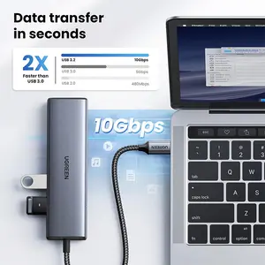 UGREEN 45320 USB 3.2 Type-C to USB-A 3.2 + USB-A 2.0 + 2×USB-C 3.2 + Gigabit Ethernet with USB-C Power Port 6-in-1 Hub