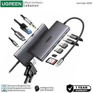 UGREEN 45520 USB-C to 2×USB-C 3.2 + USB-A 3.2 + USB-A 3.0 + HDMI + VGA + RJ45 + SD/TF + 3.5mm AUX + PD Converter 10Gbps 4K@60Hz 11-in-1 Hub