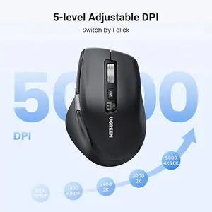 UGREEN 45792 Multi-Mode Wireless Mouse, 2.4GHz and Bluetooth Dual Connectivity, Multi-Device Switching Support, Ergonomic Compact Design, Portable Wireless Mouse Black