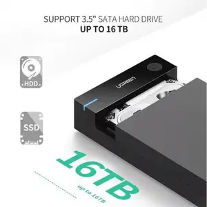 UGREEN 50422 USB 3.0 3.5 Inch Hard Drive Enclosure, 5Gbps Transfer Speed, SATA Support, External Storage Box, Black