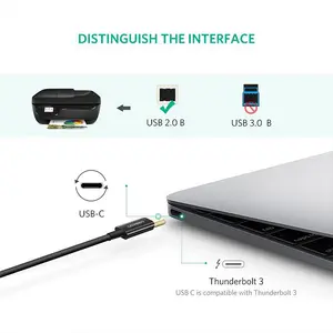 UGREEN 50446 USB-C to USB-B 2.0 Printer Cable 2m, 480Mbps Data Transfer Speed, Plug-and-Play Connectivity, USB Type-C to Printer Scanner Device Cable Black
