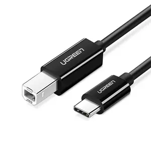 UGREEN 50446 USB-C to USB-B 2.0 Printer Cable 2m, 480Mbps Data Transfer Speed, Plug-and-Play Connectivity, USB Type-C to Printer Scanner Device Cable Black