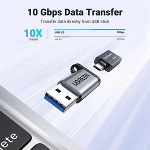 UGREEN 50533 USB-A 3.0 to USB-C Adapter Gray, USB Type-C Converter, 5Gbps High-Speed Data Transfer, Compact Aluminum Alloy Design, USB-A Male to USB-C Female Adapter for Laptops and Accessories