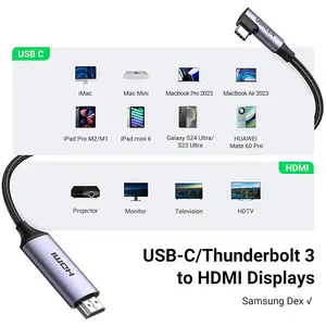 UGREEN 50570 USB-C to HDMI Cable 1.5m, 4K Ultra HD Resolution Support, USB Type-C Male to HDMI Male Connector, Premium Aluminum Alloy Shell, High-Definition Audio Video Cable Gray Black