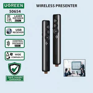 UGREEN 50654 LP479 Wireless Presenter, 2.4GHz Wireless Connectivity, USB Receiver Included, Integrated Laser Pointer, Presentation Control Remote, Plug-and-Play Presenter Device Black