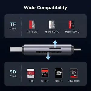 UGREEN 50706 USB-C and USB-A Dual Card Reader, 5Gbps High-Speed Data Transfer, SD and microSD Card Support, Dual Interface Memory Card Adapter Black