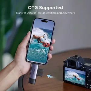 UGREEN 50706 USB-C and USB-A Dual Card Reader, 5Gbps High-Speed Data Transfer, SD and microSD Card Support, Dual Interface Memory Card Adapter Black