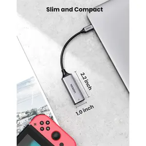 UGREEN 50737 USB Type-C to 10/100/1000M Ethernet Adapter Space Gray, Gigabit RJ45 LAN Adapter, USB-C Connectivity