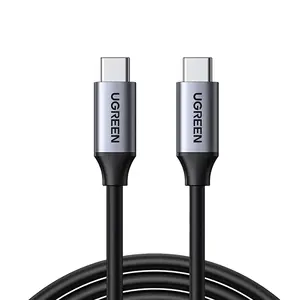 UGREEN 50751 USB-C 3.1 Gen1 Cable 1.5m, 5Gbps High-Speed Data Transfer, 5A Fast Charging Support, USB Type-C Male to Male Connector, Premium Gray Charging and Sync Cable