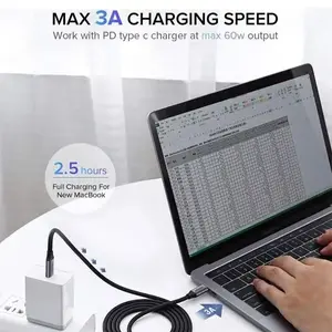 UGREEN 50751 USB-C 3.1 Gen1 Cable 1.5m, 5Gbps High-Speed Data Transfer, 5A Fast Charging Support, USB Type-C Male to Male Connector, Premium Gray Charging and Sync Cable
