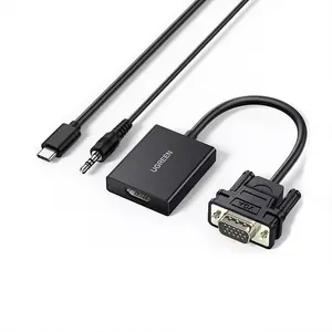 UGREEN 50945 VGA to HDMI Adapter, 1080P Full HD Video Converter, Integrated Audio Support, VGA to HDMI Display Adapter for Monitor, TV and Projector Connectivity