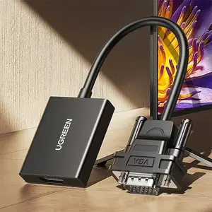 UGREEN 50945 VGA to HDMI Adapter, 1080P Full HD Video Converter, Integrated Audio Support, VGA to HDMI Display Adapter for Monitor, TV and Projector Connectivity