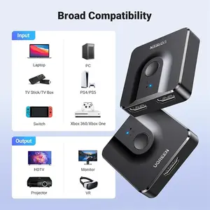UGREEN 50966 HDMI Switcher 2 In 1 Out, 4K@60Hz Ultra HD Resolution Support, HDMI Selector Switch, Dual HDMI Input Display Adapter, High-Definition Audio Video Signal Switching Solution