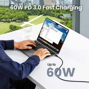 UGREEN 50997 60W USB-C to USB-C PD 3.0 Fast Charging & Data Cable 1M Black, 3A Power Delivery, 480Mbps Data Transfer, Gold-Plated Connectors, Shielded Copper Conductors for iPhone 15, MacBook Pro, iPad Pro, Samsung Galaxy, Google Pixel, PS5 & Nintend