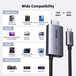 UGREEN 55330 USB-C to HDMI Cable 2m, 4K@60Hz Ultra HD Resolution Support, USB Type-C Male to HDMI Male Connector, High-Definition Audio Video Display Cable Black