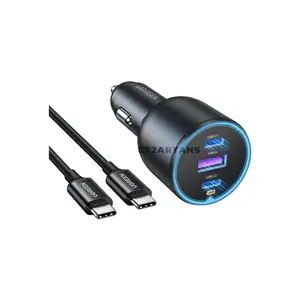 UGREEN 55511 130W 3-Port Fast Car Charger with 100W USB-C Cable, 100W USB-C PD 3.0, Dual USB-C & USB-A Ports, QC 4.0, PPS, SCP, AFC Fast Charging, Thermal Guard & 12V-24V Vehicle Compatibility