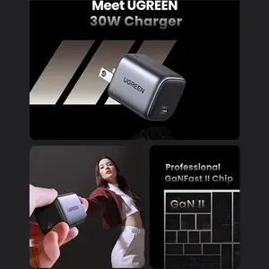 UGREEN 55530 X513 Nexode 30W USB-C GaN Fast Wall Charger Gray, 30W PD 3.0 Fast Charging, PPS & QC 4.0 Support, Single USB-C Port, Thermal Guard Protection, Compact Power Adapter for iPhone, iPad, Samsung Galaxy, Google Pixel & USB-C Devices