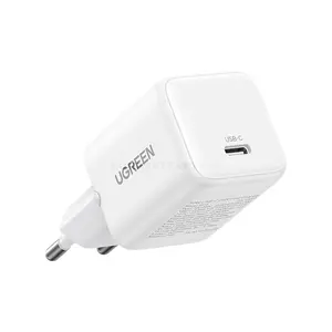 UGREEN 55554 20W USB-C GaN Fast Charger EU White, Single USB-C Port, Fast Charging, Smart Safety Protection, Flame-Retardant ABS Housing