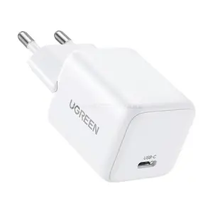 UGREEN 55554 20W USB-C GaN Fast Charger EU White, Single USB-C Port, Fast Charging, Smart Safety Protection, Flame-Retardant ABS Housing