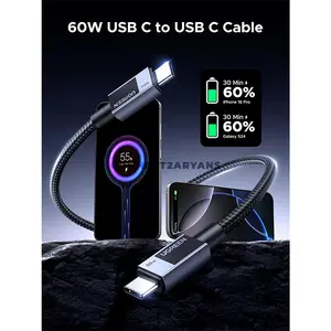 UGREEN 55775 60W USB-C to USB-C PD Fast Charging & Data Sync Cable 2M, 60W Power Delivery, High-Speed Data Transfer, Reinforced Connectors & Durable Construction for Smartphones, Tablets, Laptops, MacBooks & USB-C PD Devices