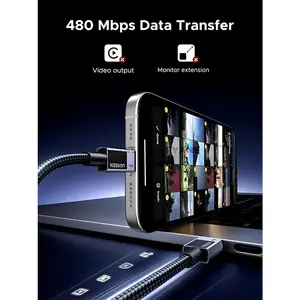 UGREEN 55775 60W USB-C to USB-C PD Fast Charging & Data Sync Cable 2M, 60W Power Delivery, High-Speed Data Transfer, Reinforced Connectors & Durable Construction for Smartphones, Tablets, Laptops, MacBooks & USB-C PD Devices