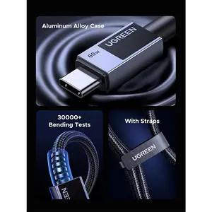 UGREEN 55775 60W USB-C to USB-C PD Fast Charging & Data Sync Cable 2M, 60W Power Delivery, High-Speed Data Transfer, Reinforced Connectors & Durable Construction for Smartphones, Tablets, Laptops, MacBooks & USB-C PD Devices