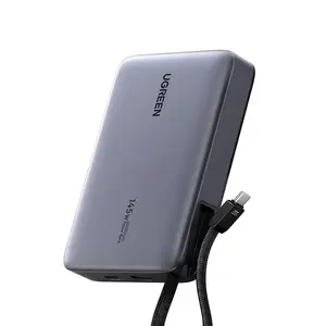 UGREEN 55992B 20000mAh 145W Fast Charging Power Bank, Built-In USB-C Cable, 100W USB-C Output, 80W Fast Recharge, 3-Device Simultaneous Charging