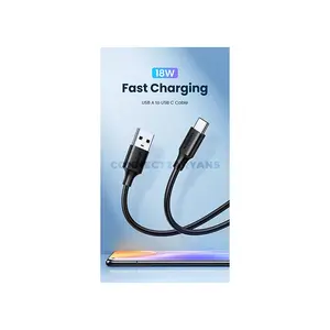 UGREEN 60116 US287 USB 2.0 USB-A to USB-C Fast Charging & Data Sync Cable 1M Black, 18W QC 3.0/2.0, 3A Charging, 480Mbps Data Transfer, 56K Pull-Up Resistor, Tinned Copper Conductors, Aluminum Foil Shielding & Durable PVC Jacket
