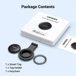 UGREEN 60387 Smart Bluetooth Finder Wireless Tracking Device, Anti-Lost Alarm, App Control, Real-Time Item Locator, Compact Black Smart Tracker