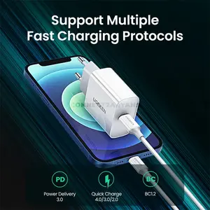 UGREEN 60450 20W USB-C PD 3.0 Fast Charging Power Adapter EU White, Single USB-C Port, Power Delivery Fast Charging, Smart Safety Protection, Compact Lightweight Wall Charger for iPhone, iPad, Samsung Galaxy, Google Pixel & USB-C Devices